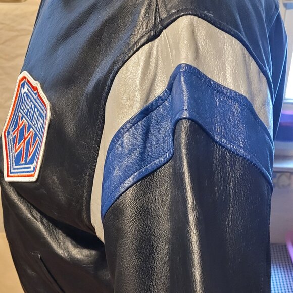 NWT Vintage 1991 Superbowl 25th Anniv Football XXV Lambskin Leather Jacket - Picture 5 of 16